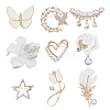 9Pcs 9 Styles Alloy Rhinestone Brooches for Backpack Clothes JEWB-AR0001-19-1