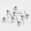 Non-Tarnish 202 Stainless Steel Ball Stud Earring Findings STAS-F141-06P-4mm-1