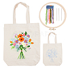 DIY Canvas Bag Flower Embroidery Kits DIY-WH0374-84B-1