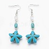 Synthetic Turquoise Beads and Synthetical Moonstone Beads Dangle Earrings EJEW-JE02796-04-1