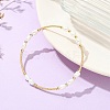 Rice Natural Cultured Freshwater Pearl & Brass Beaded Copper French Wired Bangles BJEW-JB13981-1