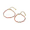 Nylon Cord & 304 Stainless Steel Ball Chain Bracelet for Couples BJEW-JB06801-02-1