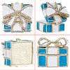 Square Bowknot Alloy Enamel with Crystal Rhinestone Jewelry Magnetic Storage Boxes CON-SP0001-32B-6