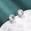 Brass Micro Pave Clear Cubic Zirconia Stud Earrings EJEW-C174-02H-P-2