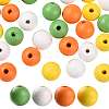 160Pcs 4 Colors Farmhouse Country and Rustic Style Painted Natural Wood Beads WOOD-LS0001-01K-1