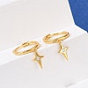 Star 925 Sterling Silver Micro Pave Clear Cubic Zirconia Hoop Earrings for Women EJEW-G427-03G-3