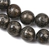 Natural Pyrite Beads Strands G-P303-01-8mm-16-5