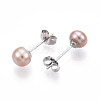 Pearl Ball Stud Earrings EJEW-Q701-01A-02-1