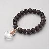 Lava Rock Bead Charm Bracelets BJEW-JB02602-2