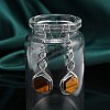 Hexagon Natural Tiger Eye Dangle Earrings EJEW-K298-01P-12-3