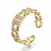 Brass Micro Pave Clear Cubic Zirconia Cuff Rings RJEW-S045-011G-NR-1