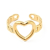 Ion Plating(IP) 304 Stainless Steel Heart Open Cuff Ring for Women RJEW-I085-11G-2
