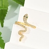 Snake Brass Micro Pave Clear Cubic Zirconia Open Cuff Rings for Women RJEW-G343-28G-3