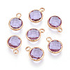 Golden Tone Brass Glass Charms GLAA-ZX008-24I-G-1