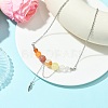 4Pcs 4 Styles Natural Mixed Stone Round Graduated Beaded Pendant 304 Stainless Steel Cable Chain Necklaces for Women NJEW-TA00242-3