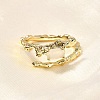 Oval Brass Cat Eye Cuff Rings for Women RJEW-U042-01G-2