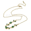 Brass Pave Cubic Zirconia Rose Flower Link Cable Chain Necklaces for Women NJEW-C121-05B-08G-4