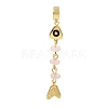 Brass Pave Cubic Zirconia Clear Cubic Zirconia & Natural Rose Quartz & Enamel European Dangle Charms GG-CBA3401-01G-A07-1