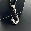 Retro 304 Stainless Steel Fish Hook Pendant Ocean Punk Necklace Jewelry YW0137-2