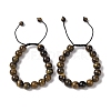 10mm Round Natural Tiger Iron Braided Bead Bracelets BJEW-C067-01C-04-1