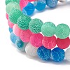 3Pcs Natural Weathered Agate(Dyed) Beaded Bracelets Set BJEW-JB07665-5