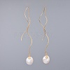 Natural Baroque Pearl Keshi Pearl Ear Threads EJEW-JE03434-4