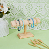 Velvet T-Bar Bracelet Display Stands  with Wooden Base BDIS-WH0010-03B-4