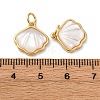 Brass Pave Natural White Shell Pendants KK-P308-05G-02-3