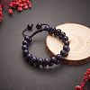 Synthetic Blue Goldstone Braided Bead Bracelet BJEW-SW00001-12-4