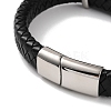 Men's Braided Black PU Leather Cord Bracelets BJEW-K243-07AS-3