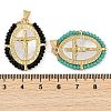 Rack Plating Brass Pave Shell Religion Jesus Cross Pendants KK-U032-01G-B-3