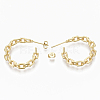 Semicircular Brass Cross Chain Stud Earrings EJEW-N015-02-3