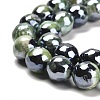 Electroplated Natural Fire Crackle Agate Round Beads Strands G-G0006-A02-04-4