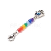 Alloy Hamsa Hand with Natural Dyed Malaysia Round Beaded Pendant Decoration HJEW-JM00941-4