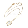 304 Stainless Steel Pave Natural White Shell Cute Cat Shaped Pendant Necklaces for Women NJEW-F339-01G-2