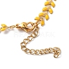 Enamel Ear of Wheat Link Chain Necklace NJEW-P220-02G-08-4
