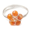Flower Natural Green Aventurine & Carnelian & Amethyst & Apatite Finger Rings RJEW-TA00158-4