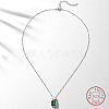 Cubic Zirconia Rectangle Pendant Necklace with Rhodium Plated 925 Sterling Silver Chains BR7247-2