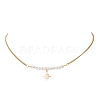Electroplate Glass Faceted Rondelle Beaded Alloy Pendant 304 Stainless Steel Curb Chain Necklaces for Women NJEW-JN05764-03-2