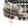 5Pcs 5 Style Natural Mixed Gemstone Round Beaded Stretch Bracelets Set BJEW-JB08829-5