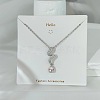 304 Stainless Steel Pave Pink and Clear Cubic Zirconia Pendant Necklaces FS-WGACF2A-03-1