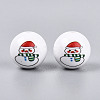 Christmas Printed Opaque Acrylic Round Beads OACR-T029-08D-2