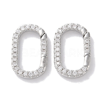 Rack Plated Brass Micro Pave Cubic Zirconia Clasps X-KK-Z039-06C-P-1