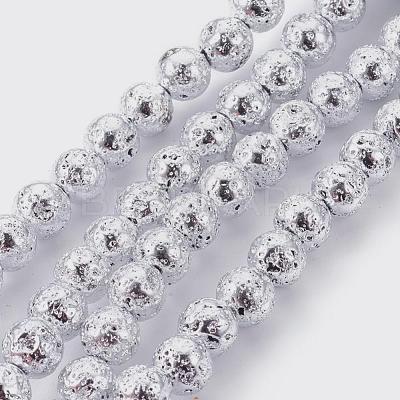 Electroplated Natural Lava Rock Bead Strands X-G-E511-01G-8mm-1