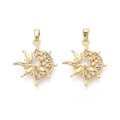 Brass Micro Pave Clear Cubic Zirconia Pendants KK-N259-08G-1