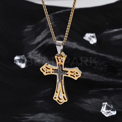 201 Stainless Steel Pendant Necklaces NJEW-H058-04GP-1