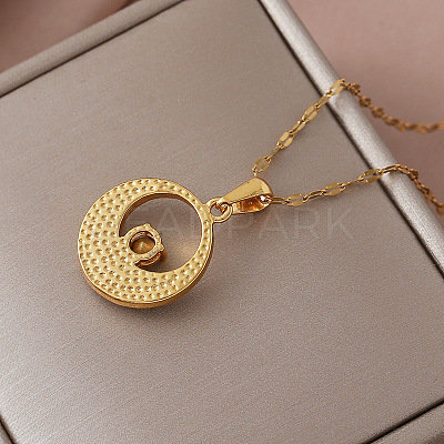 Vintage 304 Stainless Steel Resin Moon Pendant Necklaces with Clear Glass for Women IK8705-1
