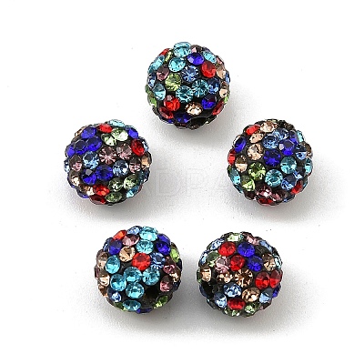 Polymer Clay Pave Rhinestone Beads RB-Q197-10mm-30-1