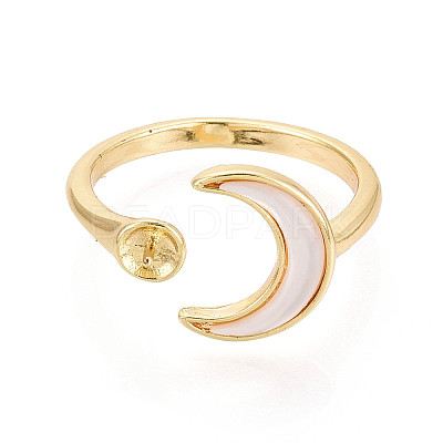 Moon Brass Shell Cuff Rings Setting KK-T079-23G-1