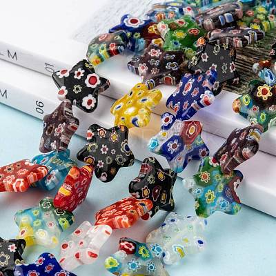 Star Handmade Millefiori Glass Beads Strands LK-R004-78-1